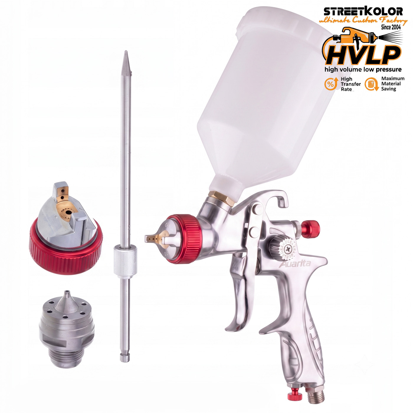 Pistolet lakierniczy Auarita H-887P HVLP 1,3 mm + 1,7 mm zestaw (170-300 l/min.)