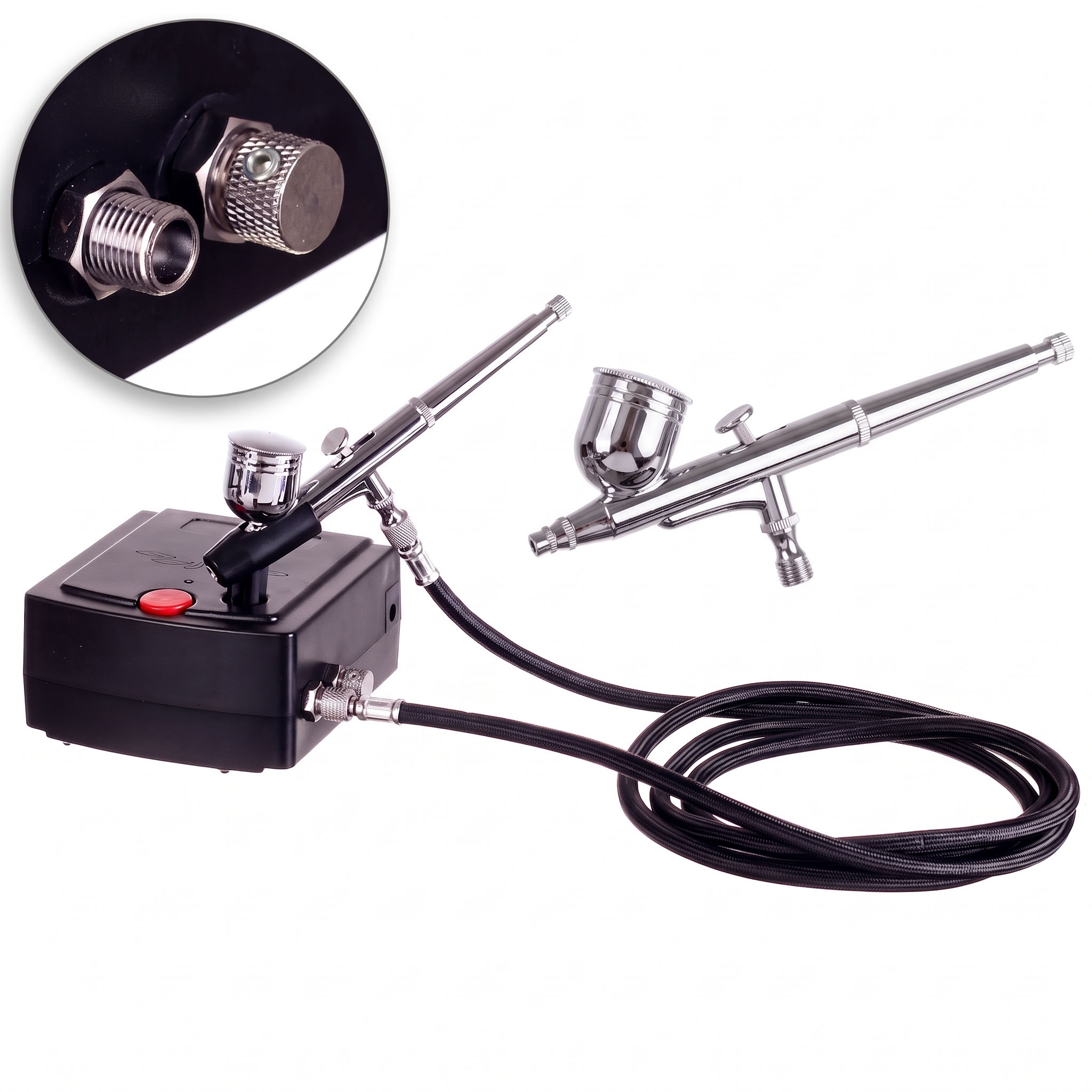 Zestaw do aerografu z kompresorem Royalmax TC-100AK z funkcją Auto-start / Auto-stop i aerografem AB-130 0,3mm