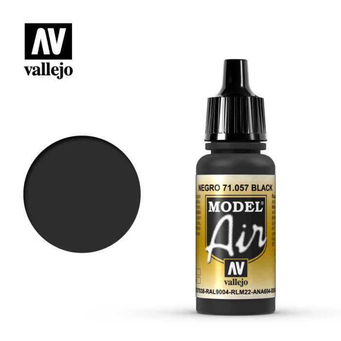 Vallejo Model Air 71.057 Black - Czarna akrylowa farba do aerografu 18 ml