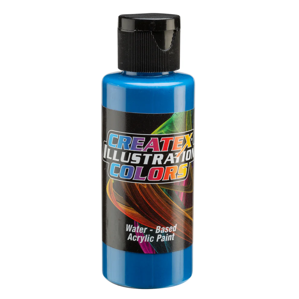 Ilustracyjna farba CMYK CYAN Jasnoniebieska do aerografu CreateX 60 ml – 5095 CMYK Cyan