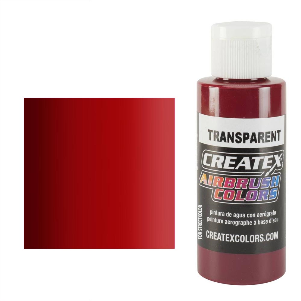 CreateX 5124 Czerwona ciemna transparentna farba do aerografu 60 ml (Transparent Deep Red)