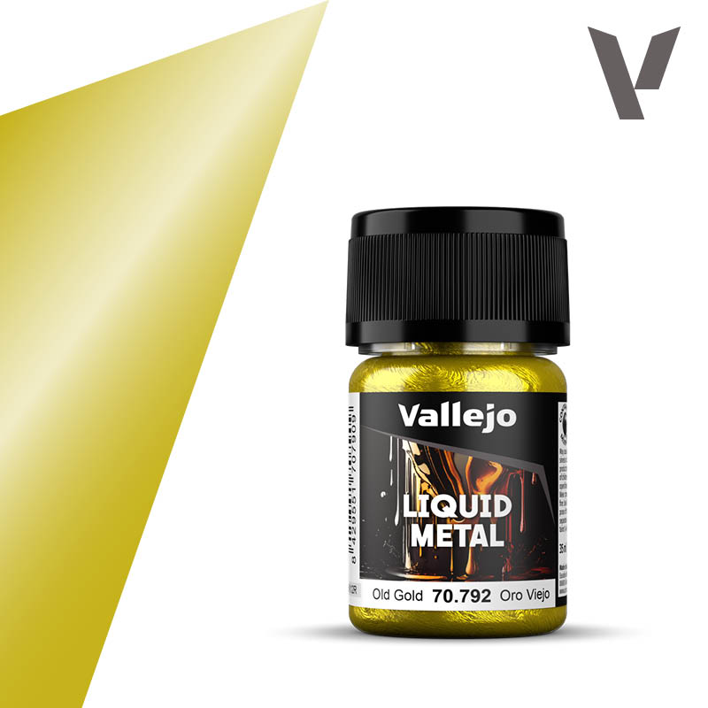 Vallejo 70.792 Liquid Metal Old Gold - Stare złoto farba o wysokim połysku 35ml
