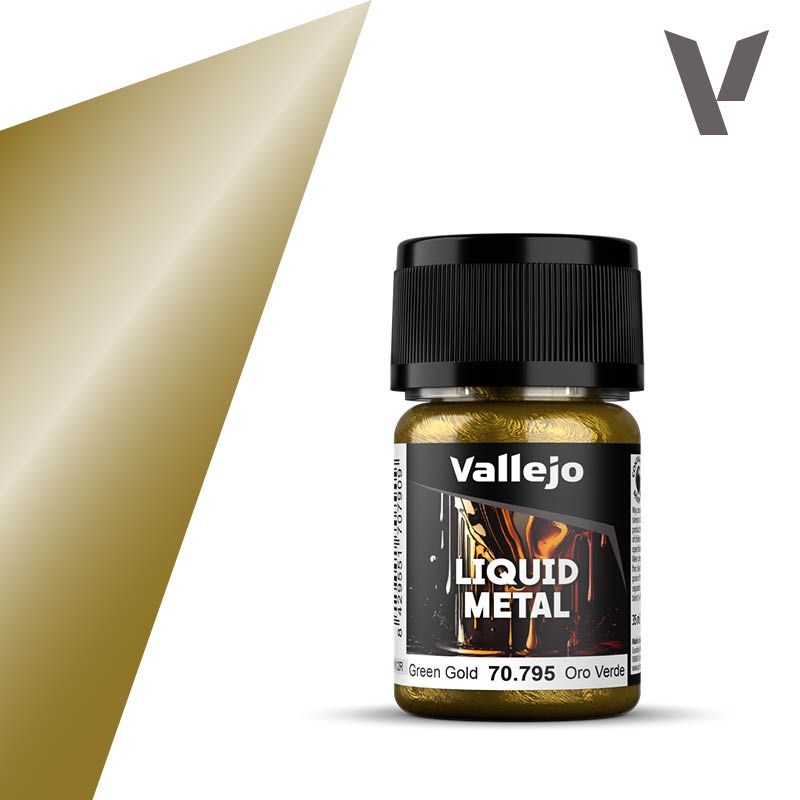 Vallejo 70.795 Liquid Metal Green Gold - Zielone złoto farba o wysokim połysku 35 ml