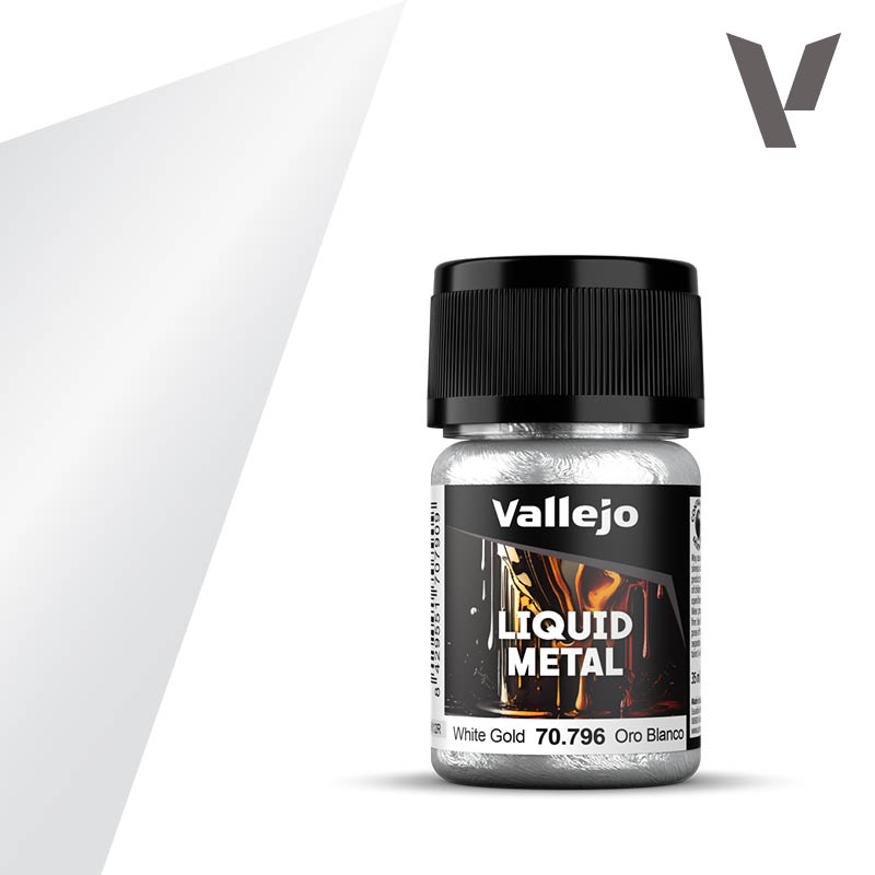 Vallejo 70.796 Liquid Metal White Gold - Białe złoto farba o wysokim połysku 35 ml