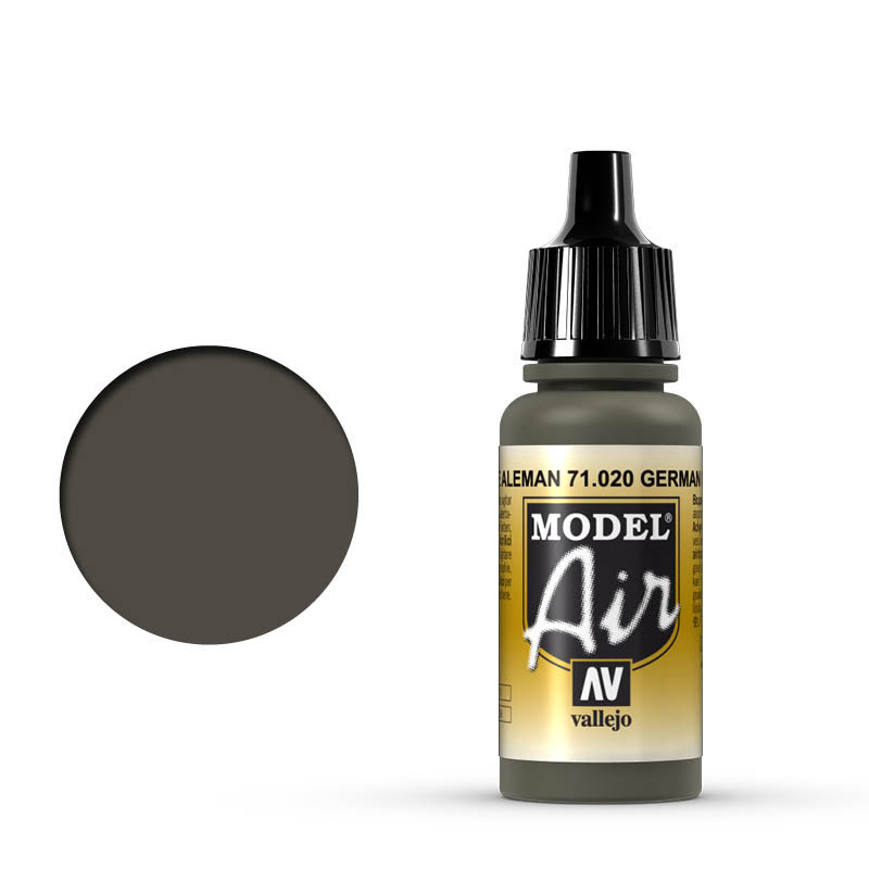 Vallejo Model Air 71.020 German Green Brown - Zielono-brązowa akrylowa farba do aerografu 17 ml