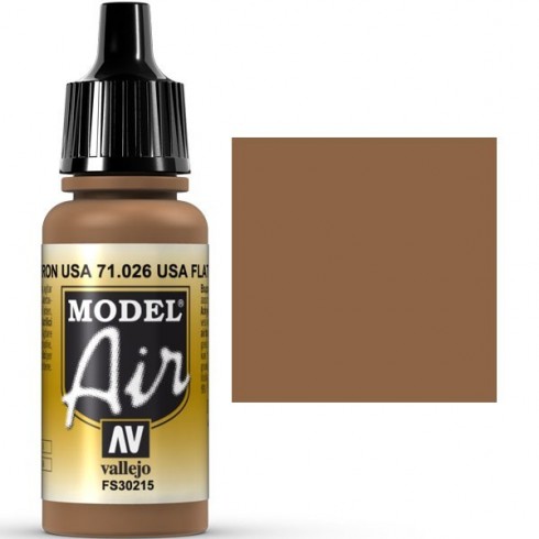 Vallejo Model Air 71.026 USA Flat Brown - Ceglastobrązowa akrylowa farba do aerografu 18 ml