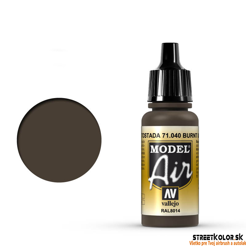 Vallejo Model Air 71.040 Burnt Umber - Ciemnobrązowa akrylowa farba do aerografu 18 ml