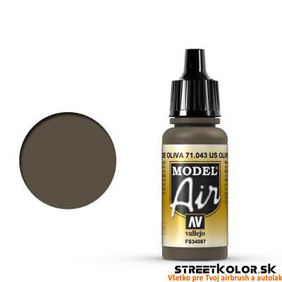 Vallejo Model Air 71.043 US Olive Drab - Ciemna oliwkowozielona akrylowa farba do aerografu 18 ml