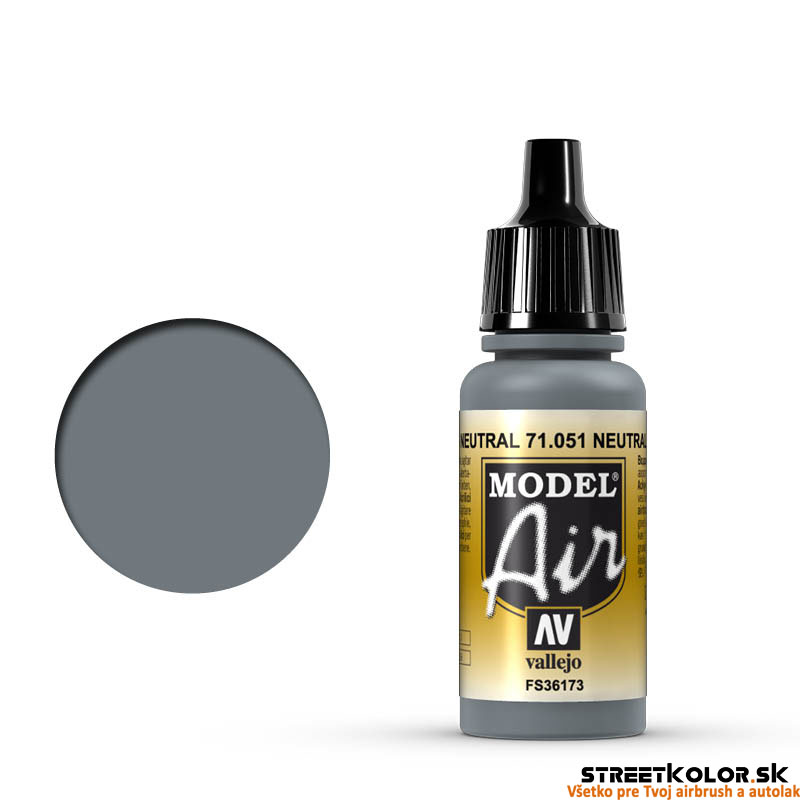 Vallejo Model Air 71.051 Neutral Gray - Neutralna szara akrylowa farba do aerografu 18 ml