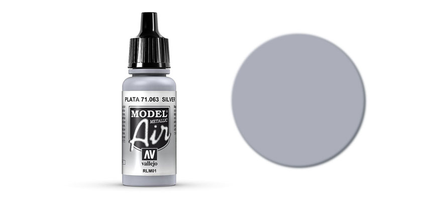 Vallejo Model Air 71.063 Silver - Srebrna metaliczna farba do aerografu 18 ml