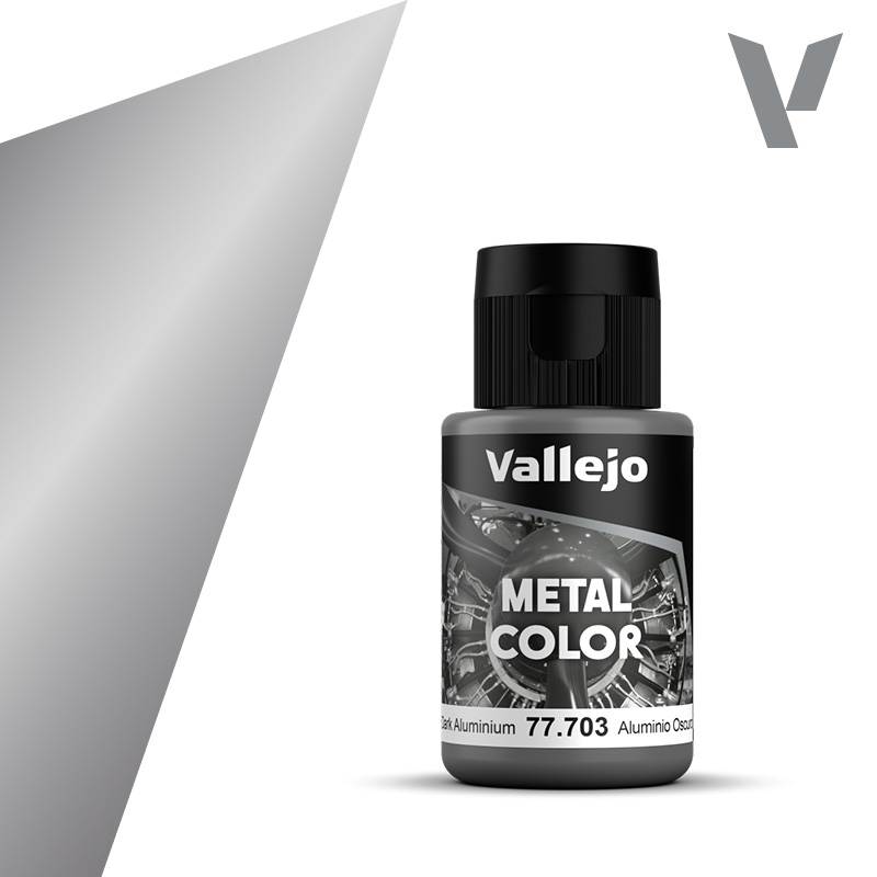 Vallejo 77.703 Dark Aluminium Metal Color - Ciemna aluminiowa farba metaliczna do aerografu 32 ml