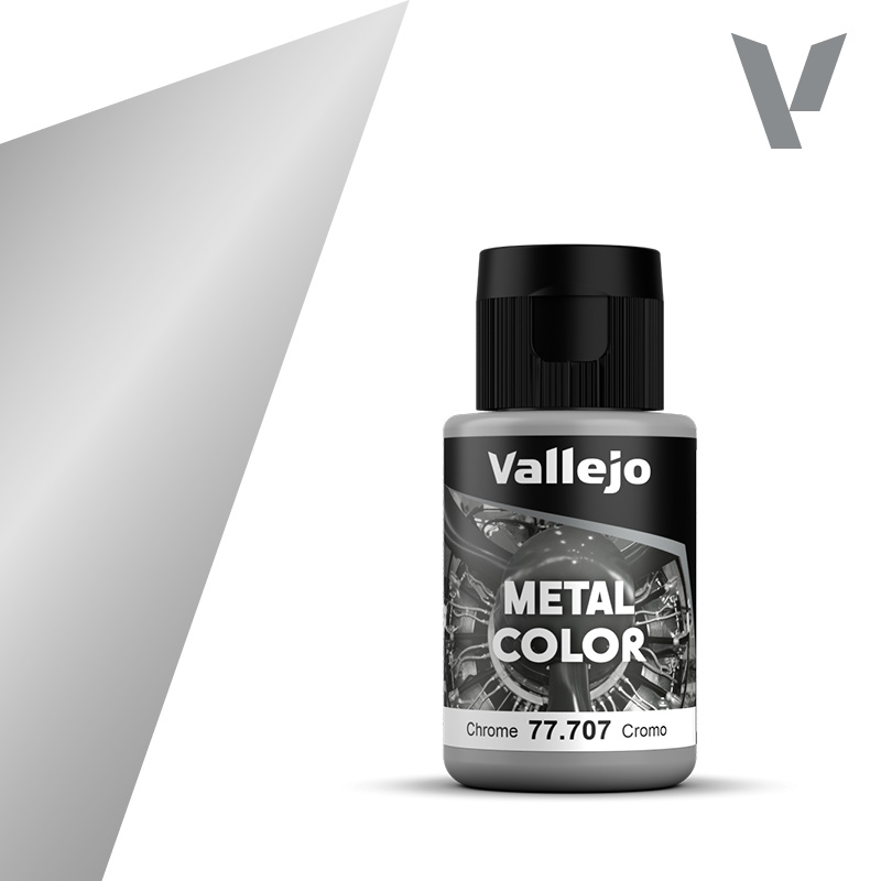 Vallejo 77.707 Chrome Metal Color - Chromowa farba metaliczna do aerografu 32 ml