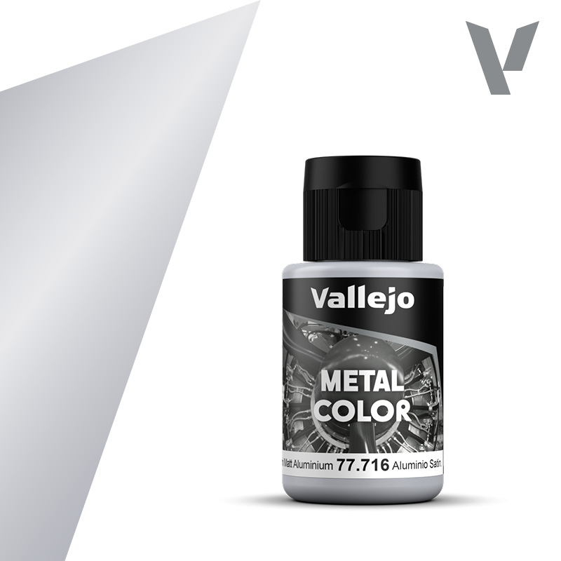 Vallejo 77.716 Semi Matt Aluminium Metal Color - Półmatowa aluminiowa farba metaliczna do aerografu 32 ml