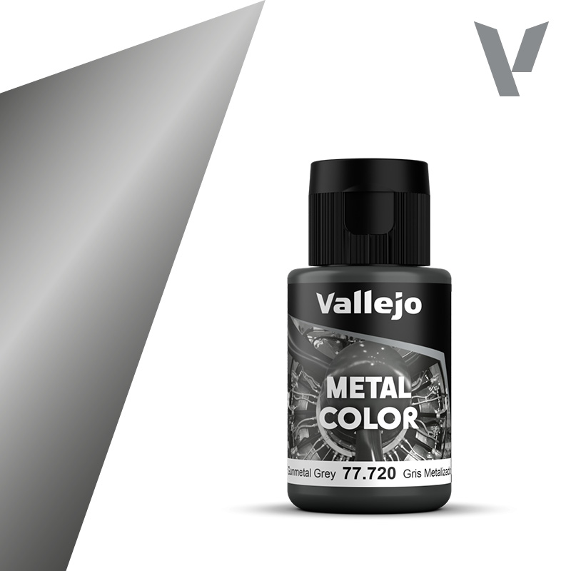 Vallejo 77.720 Gunmetal Grey Metal Color - Ciemnoszara farba metaliczna do aerografu 32 ml