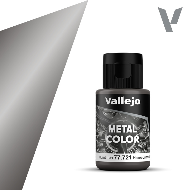 Vallejo 77.721 Burnt Iron Metal Color - Metaliczna farba do aerografu (przypalone żelazo) 32 ml