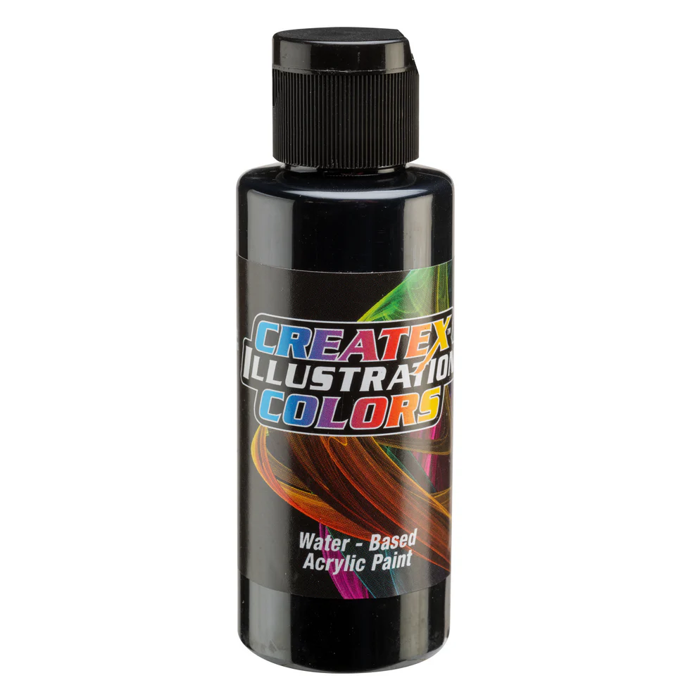 Ilustracyjna Nieprzezroczysta czarna farba do aerografu CreateX 60 ml – 5078 Opaque Black